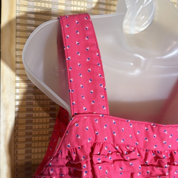 Vintage Handmade Cropped Pink Tank Top Tiny Floral Print Button Front No Size - Picture 9 of 16